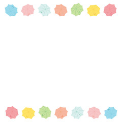 パステルカラーの傘　フレーム　背景
