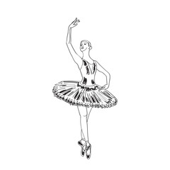 Ballerina standing in a pose vector sketch. © juhrozian