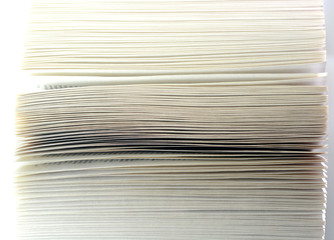 Closeup view of open book papers