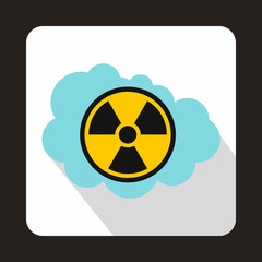 Cloud and radioactive sign icon in flat style on a white background