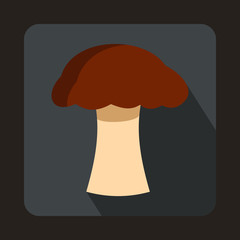 Mushroom icon in flat style on a gray background