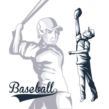 Baseball sport concept represented by cartoon player icon. Isolated and flat illustration.