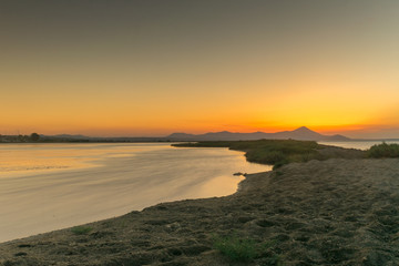 Sunset at the wetland of Oropos in Greece with and hdr technique.
