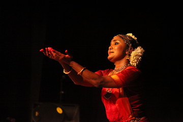 performance of a kuchipudi dancer