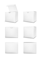 Blank paper box on white background