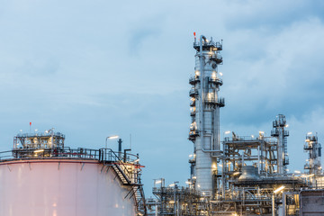 Oil refinery and Petroleum industry at night time