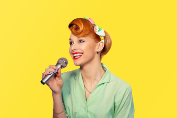 Singer. Woman with microphone