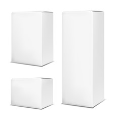 Blank vertical paper box on white background