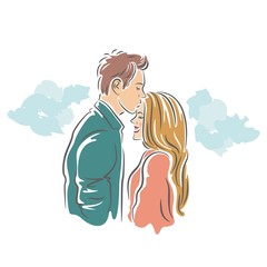 Couple in Love, Kissing Forehead