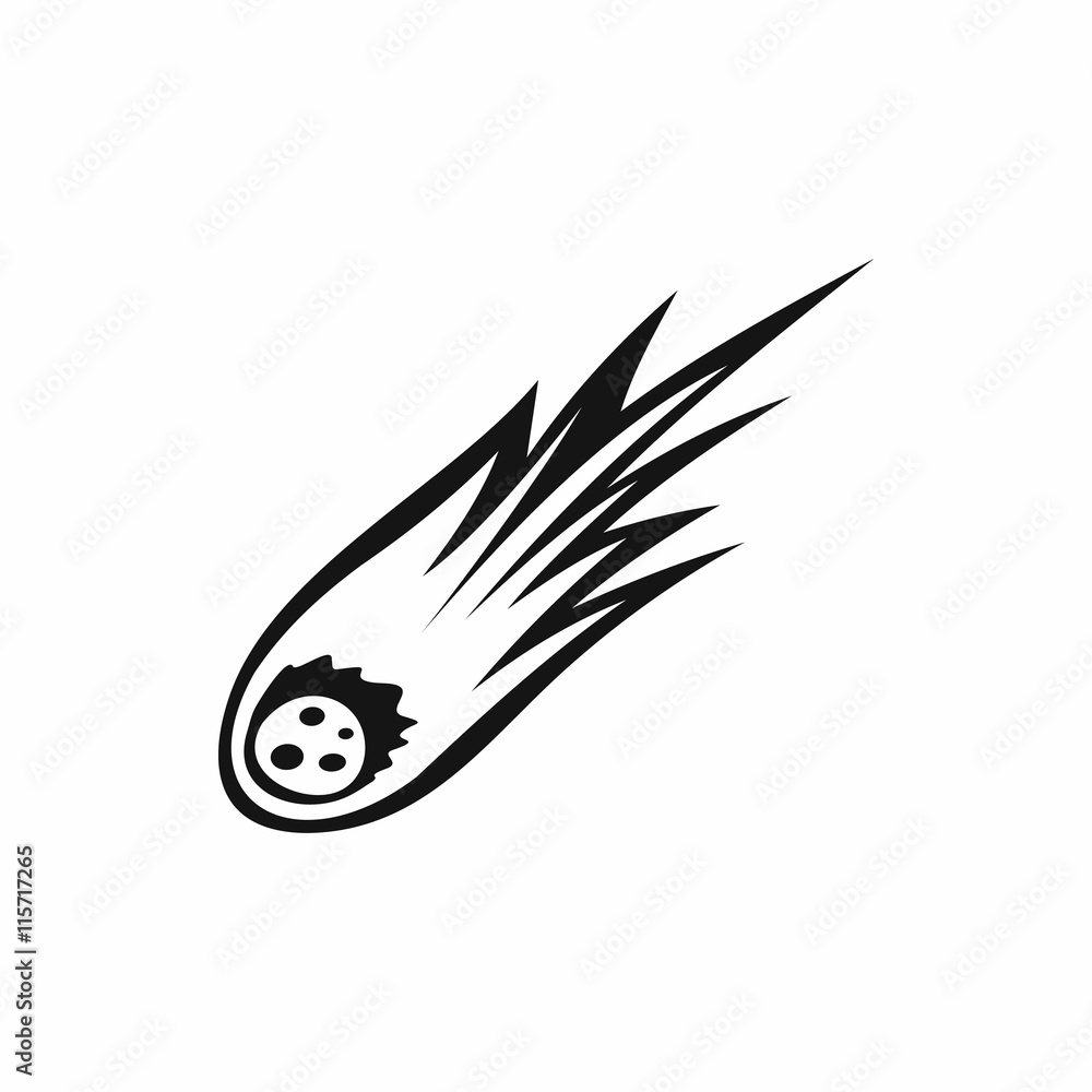 Poster falling meteor with long tail icon in simple style isolated vector illustration
