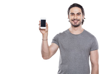 Handsome young man on white background
