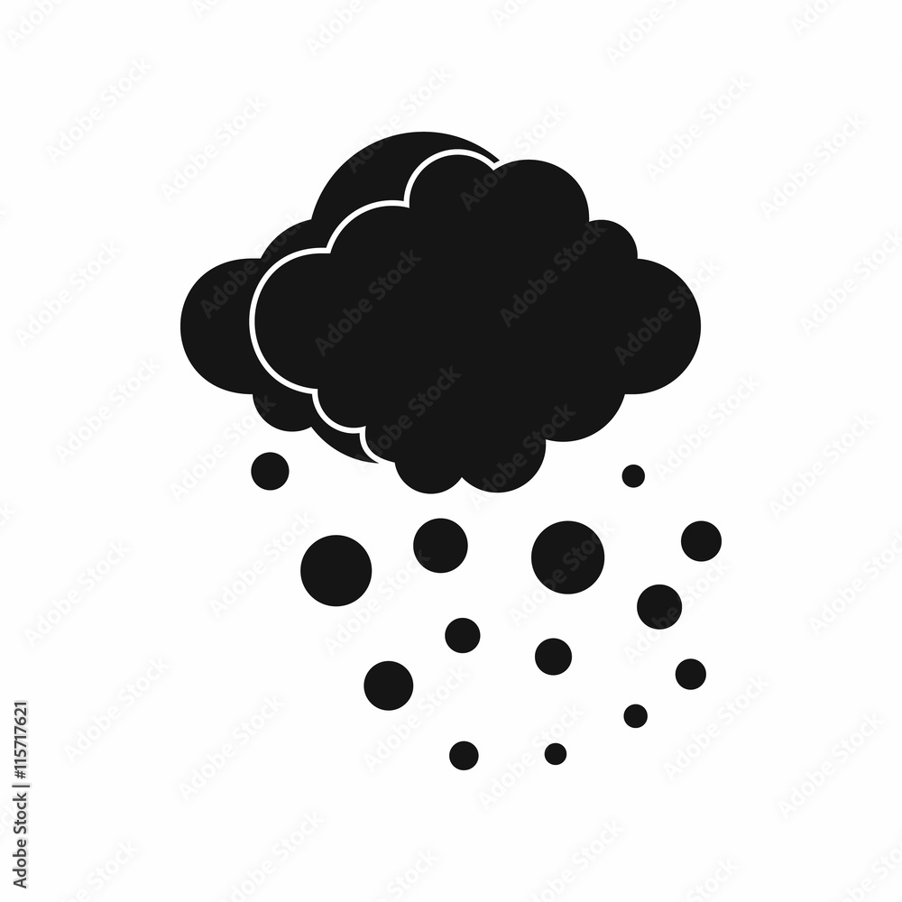 Poster cloud with hail icon in simple style isolated vector illustration