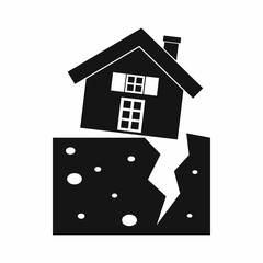 House after an earthquake icon in simple style isolated vector illustration