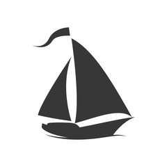 Transportation concept represented by sailboat silhouette icon. Isolated and flat illustration