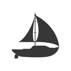 Transportation concept represented by sailboat silhouette icon. Isolated and flat illustration