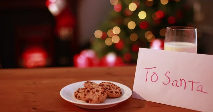 Cookies and milk left out for santa claus in high quality 4k format