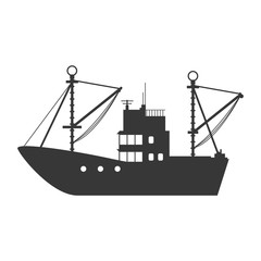 Transportation concept represented by ship silhouette icon. Isolated and flat illustration