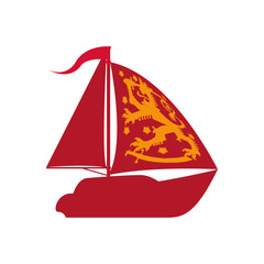 Transportation concept represented by sailboat icon. Isolated and flat illustration