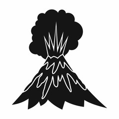 Volcano erupting icon in simple style isolated vector illustration