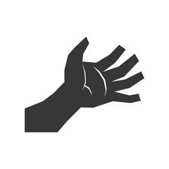 Help gesture concept represented by human hand silhouette icon. Isolated and flat illustration.