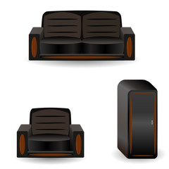 A set of furniture sofa wardrobe,armchair.Vector illustration