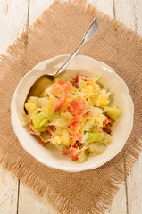 irish colcannon in a white bowl