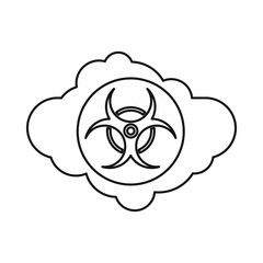 Cloud with biohazard symbol icon in outline style isolated vector illustration