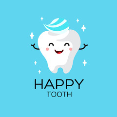 Healthy cute cartoon tooth character