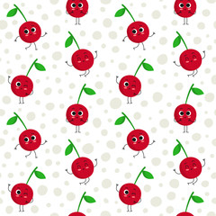 Cherry, vector seamless pattern