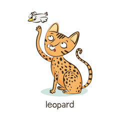Obraz premium Leopard cat. Cat character isolated on white