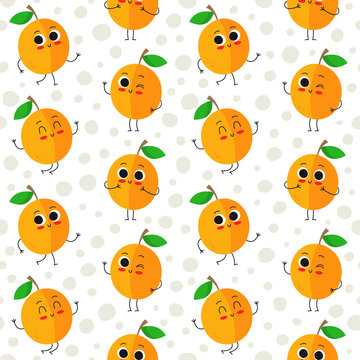 Apricots, vector seamless pattern