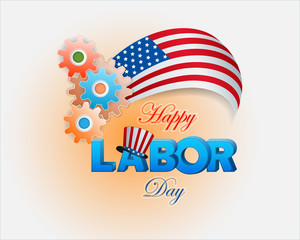 Holidays background with colorful gears on American national colors for celebration of American Labor Day