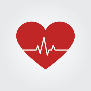 Heart rate. heart rhythm, electrocardiogram icon. House building symbol colorful flat icons on light background.