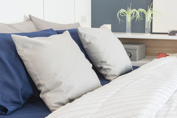 modern bedroom design with blue color set