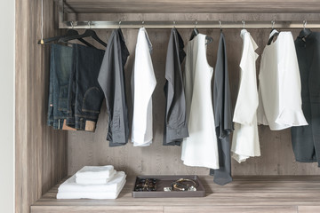 black and white color tone clothes hanging