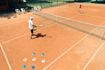 Tennis class outdoors