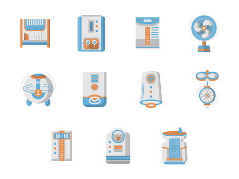 Flat design vector icons for home climatic system