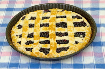 Blueberry pie is homemade on the table