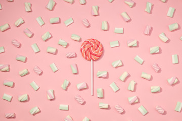 Marshmallows flat lay