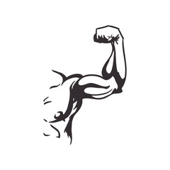 Healthy lifestyle and bodybuilder concept represented by Muscle man icon. Isolated and flat illustration