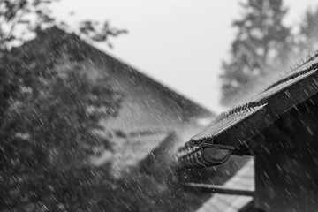Falling rain on roof