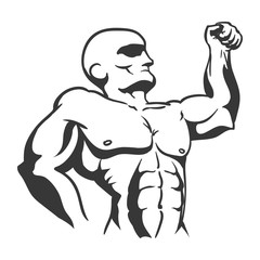 Healthy lifestyle and bodybuilder concept represented by Muscle man icon. Isolated and flat illustration