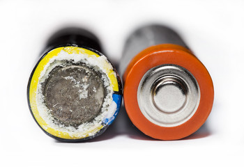 Used and leaking battery