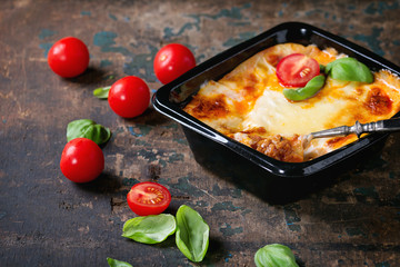 Lasagna in plastic box