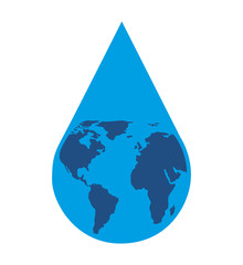 water drop with planet isolated icon design