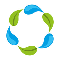 leafs and drops  around isolated icon design