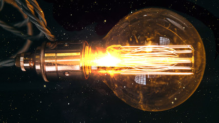 Fototapeta na wymiar Edison Bulb in Space