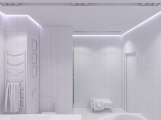 Naklejka na ściany i meble 3d render interior design of a bathroom