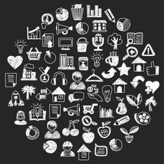 Business finance marketing internet shopping doodle icons