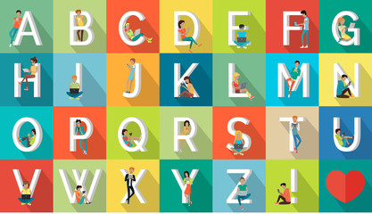 Alphabet Vacation Vector Flat Design Concept